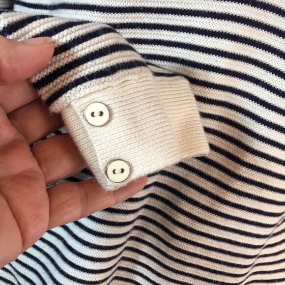 Talbots Long Tunic Style Sweater Black & Off White Knit Stripes Size Large - Picture 3 of 7